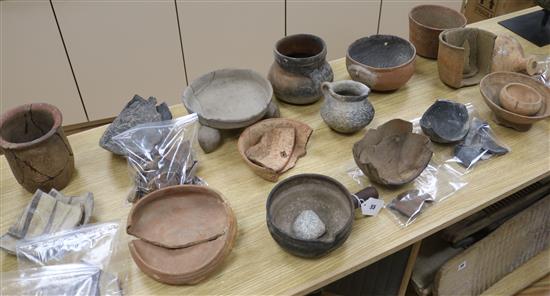 A group of pre-Columbian pottery fragments and other pottery